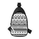 Black And White Polynesian Pattern Print Chest Bag