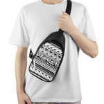 Black And White Polynesian Pattern Print Chest Bag