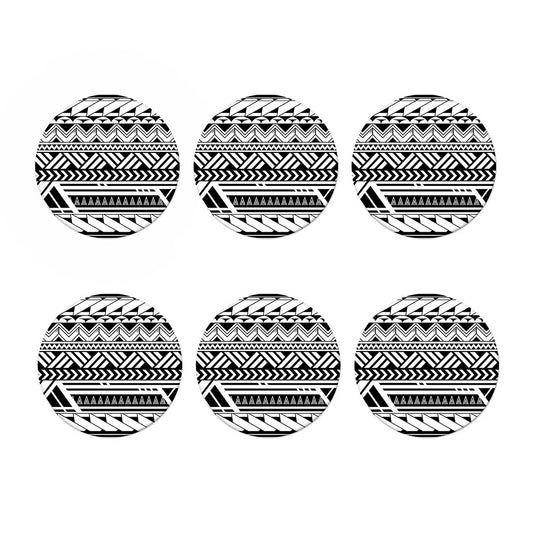 Black And White Polynesian Pattern Print Coaster Set