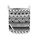 Black And White Polynesian Pattern Print Collapsible Laundry Basket