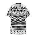 Black And White Polynesian Pattern Print Cotton Hawaiian Shirt