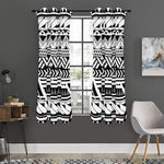 Black And White Polynesian Pattern Print Curtain