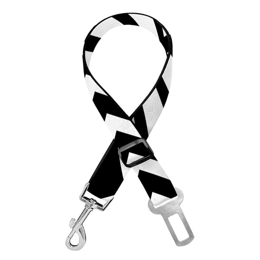 Black And White Polynesian Pattern Print Dog Seat Belt