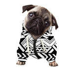 Black And White Polynesian Pattern Print Dog Zip Up Hoodie
