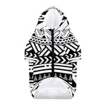 Black And White Polynesian Pattern Print Dog Zip Up Hoodie