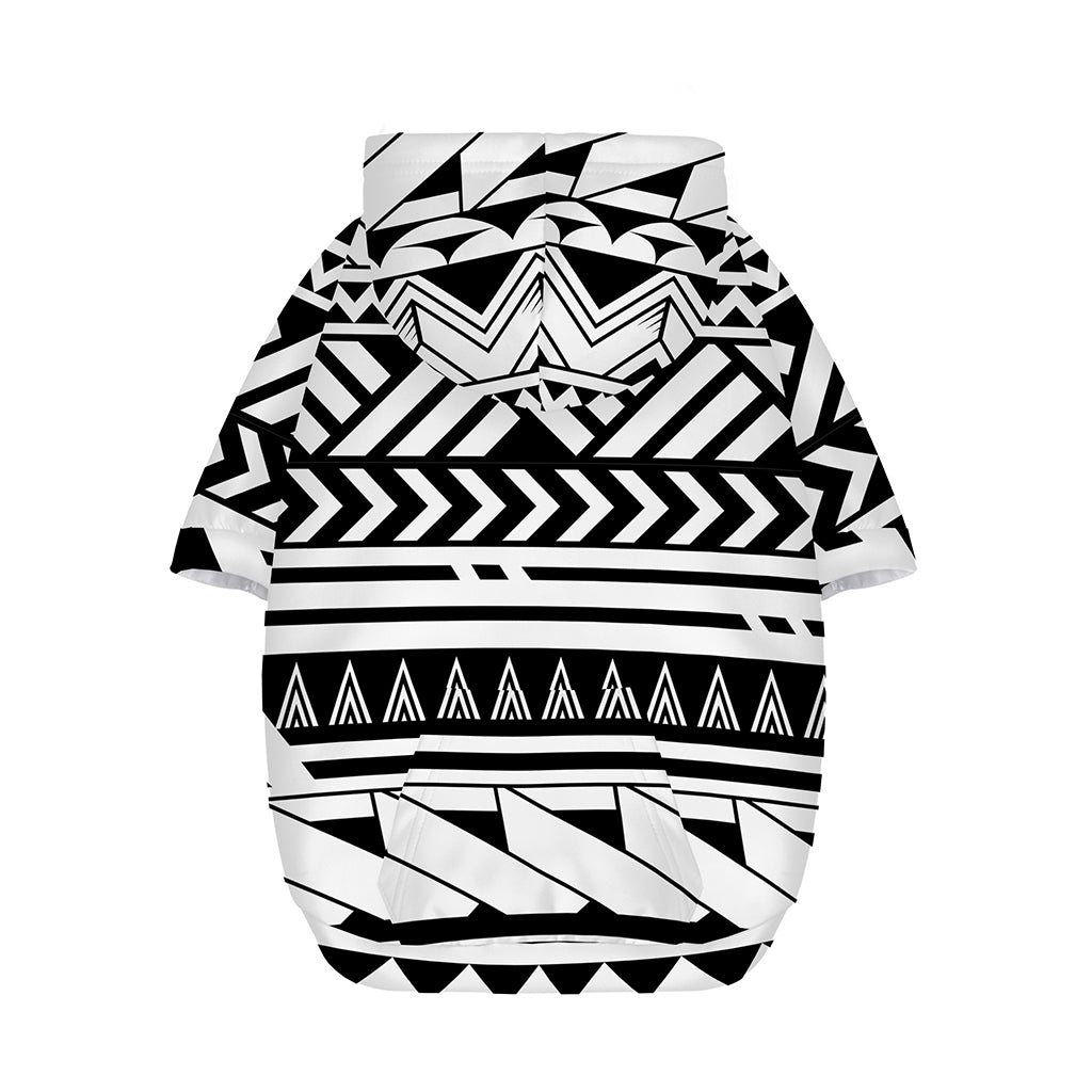 Black And White Polynesian Pattern Print Dog Zip Up Hoodie