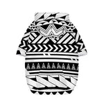 Black And White Polynesian Pattern Print Dog Zip Up Hoodie