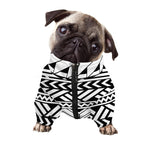 Black And White Polynesian Pattern Print Dog Zip Up Jacket
