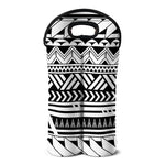 Black And White Polynesian Pattern Print Double Neoprene Wine Tote