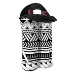 Black And White Polynesian Pattern Print Double Neoprene Wine Tote