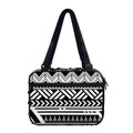 Black And White Polynesian Pattern Print Double Strap Bible Bag