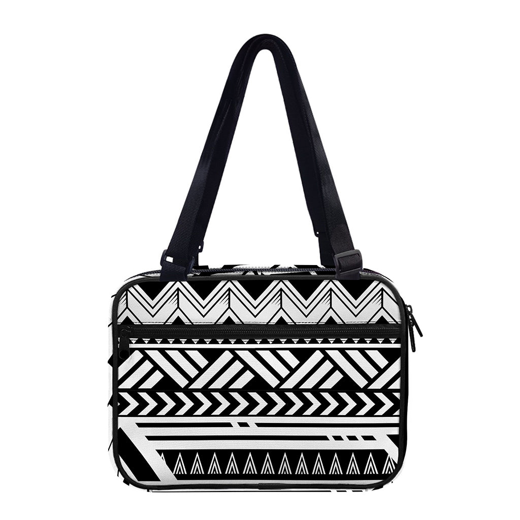 Black And White Polynesian Pattern Print Double Strap Bible Bag