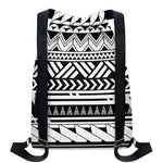 Black And White Polynesian Pattern Print Drawstring Backpack