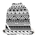 Black And White Polynesian Pattern Print Drawstring Bag