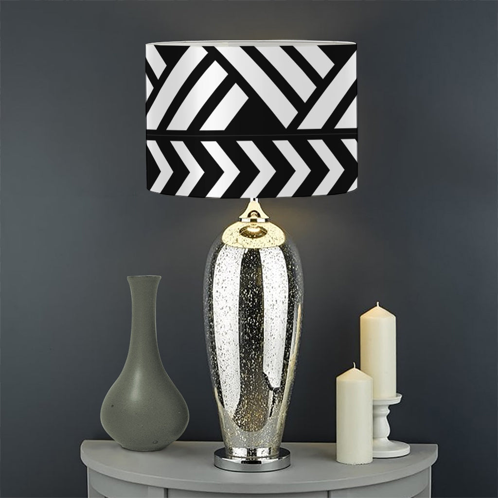 Black And White Polynesian Pattern Print Drum Lamp Shade