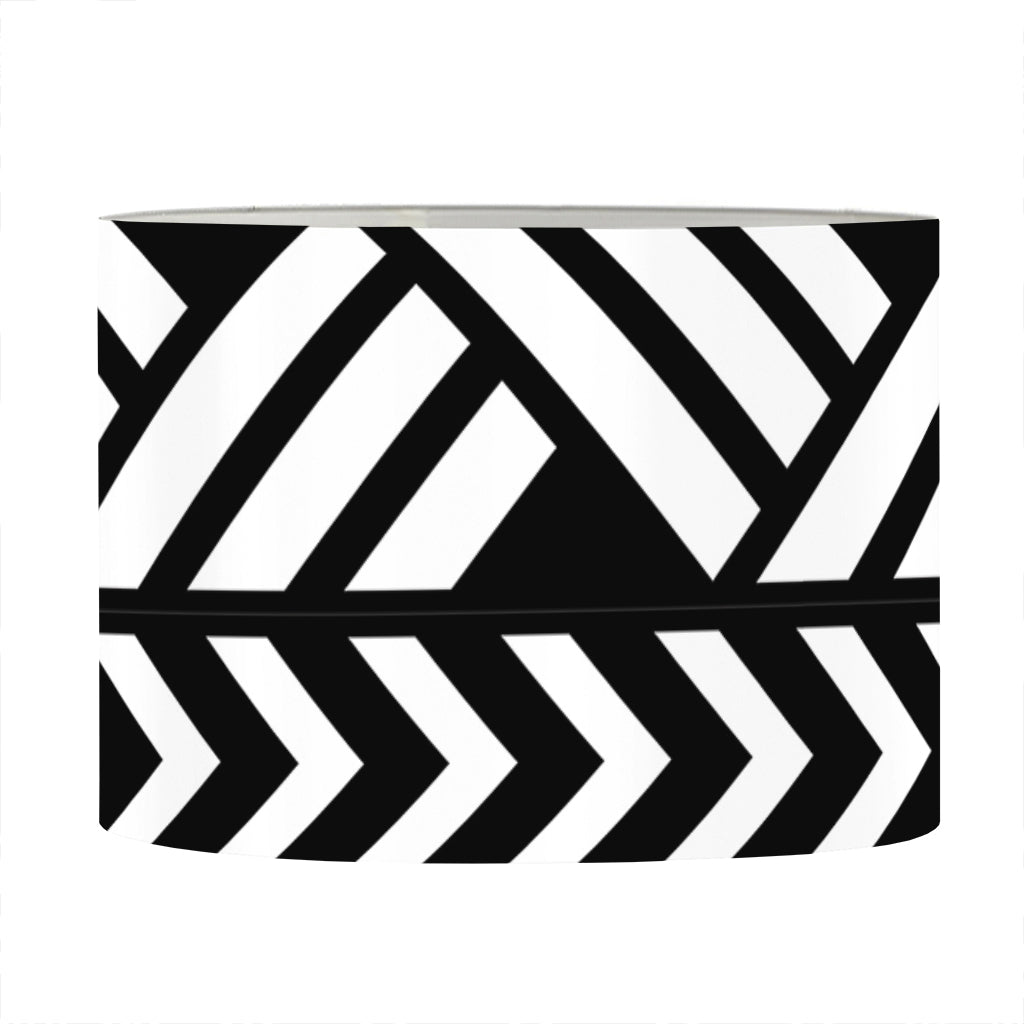 Black And White Polynesian Pattern Print Drum Lamp Shade