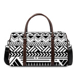 Black And White Polynesian Pattern Print Duffle Bag