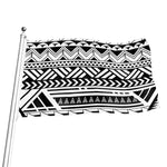 Black And White Polynesian Pattern Print Flag