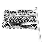Black And White Polynesian Pattern Print Flag