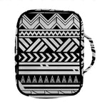 Black And White Polynesian Pattern Print Front Pocket Bible Bag
