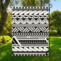 Black And White Polynesian Pattern Print Garden Flag