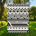 Black And White Polynesian Pattern Print Garden Flag