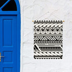 Black And White Polynesian Pattern Print Garden Flag