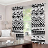 Black And White Polynesian Pattern Print Grommet Curtains