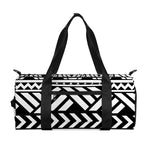 Black And White Polynesian Pattern Print Gym Bag