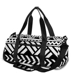 Black And White Polynesian Pattern Print Gym Bag