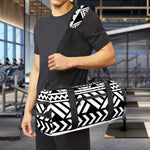 Black And White Polynesian Pattern Print Gym Bag