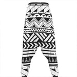 Black And White Polynesian Pattern Print Hammer Pants