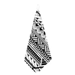 Black And White Polynesian Pattern Print Hand Towel