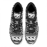 Black And White Polynesian Pattern Print High Top Leather Sneakers