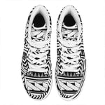 Black And White Polynesian Pattern Print High Top Leather Sneakers