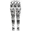 Black And White Polynesian Pattern Print High-Waisted Pocket Leggings