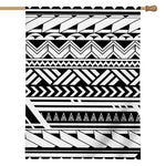 Black And White Polynesian Pattern Print House Flag