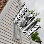 Black And White Polynesian Pattern Print House Flag