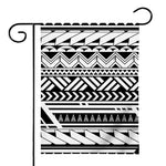 Black And White Polynesian Pattern Print House Flag