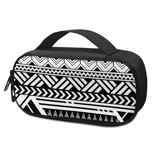 Black And White Polynesian Pattern Print Insulin Cooler Travel Case
