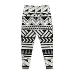 Black And White Polynesian Pattern Print Jogger Pants