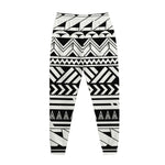 Black And White Polynesian Pattern Print Jogger Pants