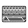 Black And White Polynesian Pattern Print Kitchen Mat
