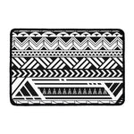 Black And White Polynesian Pattern Print Kitchen Mat