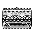 Black And White Polynesian Pattern Print Laptop Sleeve