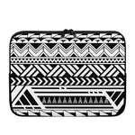 Black And White Polynesian Pattern Print Laptop Sleeve