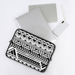 Black And White Polynesian Pattern Print Laptop Sleeve