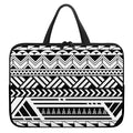 Black And White Polynesian Pattern Print Laptop Sleeve With Handle