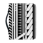 Black And White Polynesian Pattern Print Leather Bible Cover
