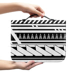 Black And White Polynesian Pattern Print Leather Bible Cover